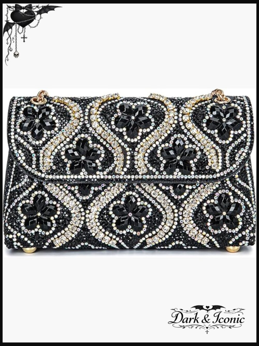 Evening Handbag Chain Strap Square Shoulder Bag Crossbody Rhinestone Clutch